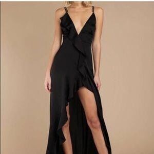 NWOT For Love and Lemons Isabella Black Ruffled Maxi Dress XS‎ (Read)